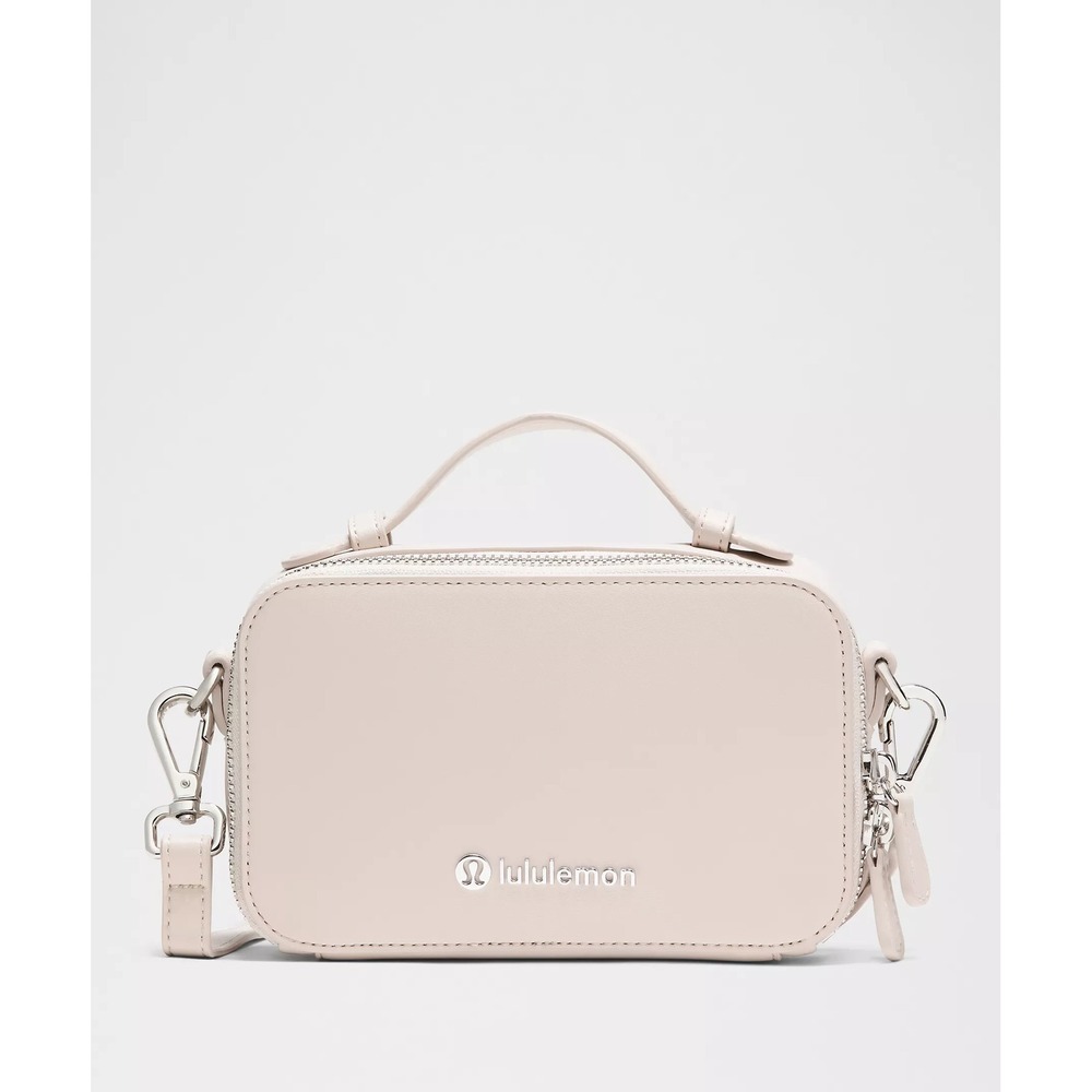 Lululemon-Leather Alternative Camera Crossbody Bag-Cashew/Silver